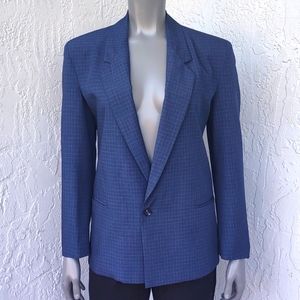Michael James Vintage Ladies Beautiful Wool Blend Check (1) Button Lux Blazer